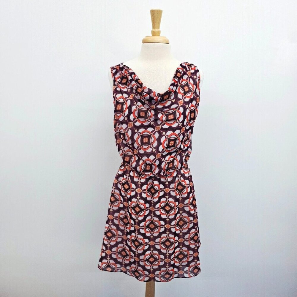 Banana Republic Sleeveless Geometric Print Tank Dress Womens Sz 6 Orange‎ Purple